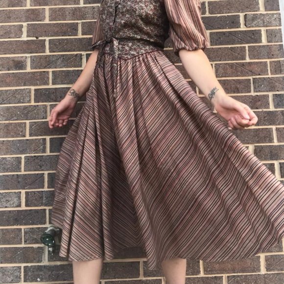 Vintage 70’s Midi Flowy Dress Prairie Cottagecore S. Howard Hirsh Boho Garden 10 - Picture 7 of 12